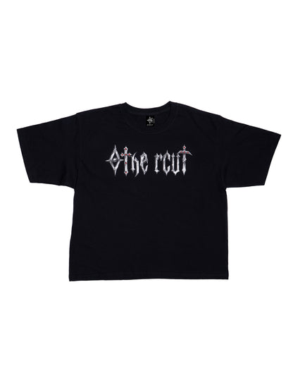 BOXY TEE MEDIEVAL LETTERING RUBY – BLACK
