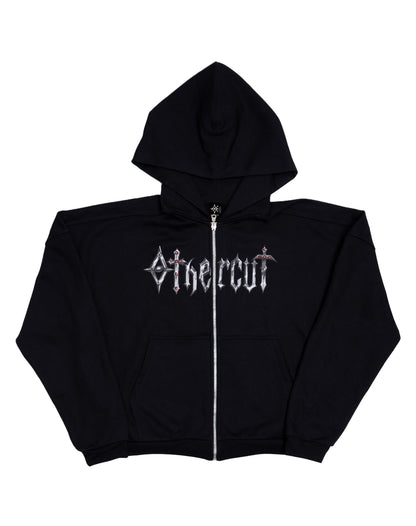 BOXY HOODIE MEDIEVAL LETTERING RUBY