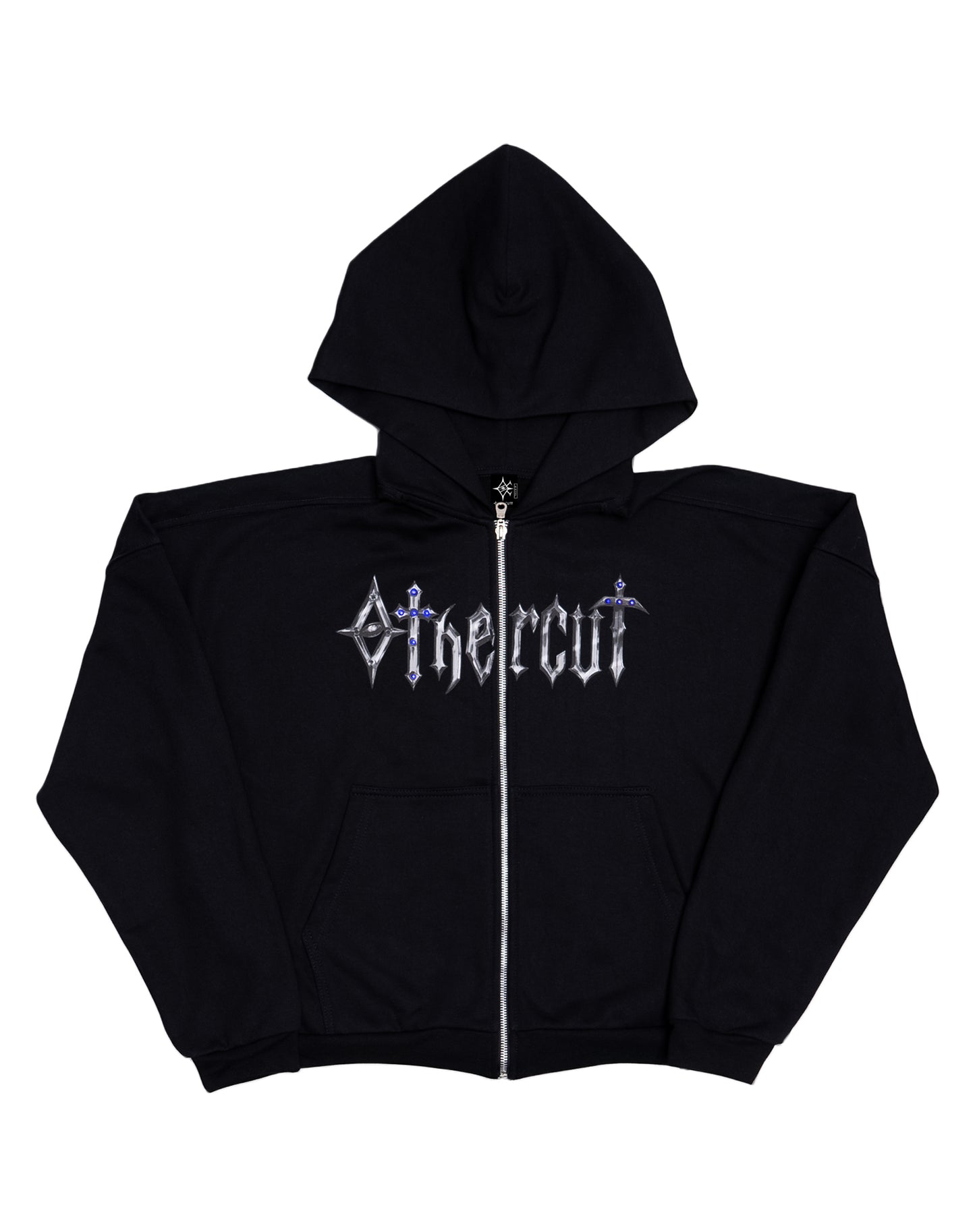 BOXY HOODIE MEDIEVAL LETTERING ZAFIRO