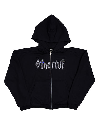 BOXY HOODIE MEDIEVAL LETTERING ZAFIRO